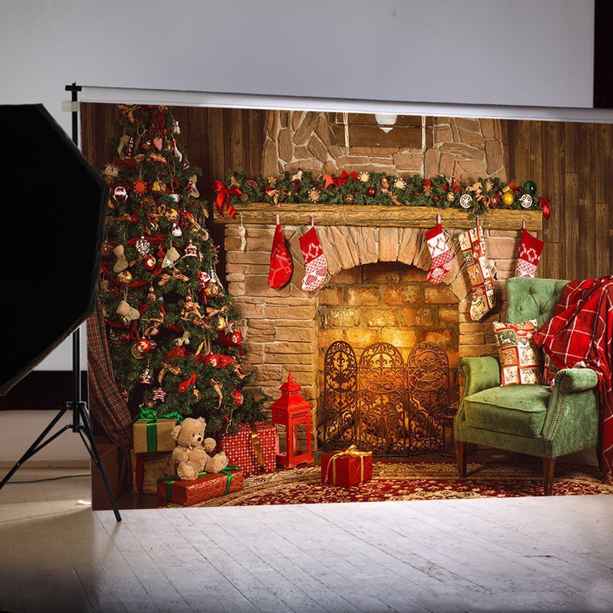 7x5FT-Christmas-Tree-Fireplace-Chair-Gift-Photography-Backdrop-Studio-Prop-Background-1404470