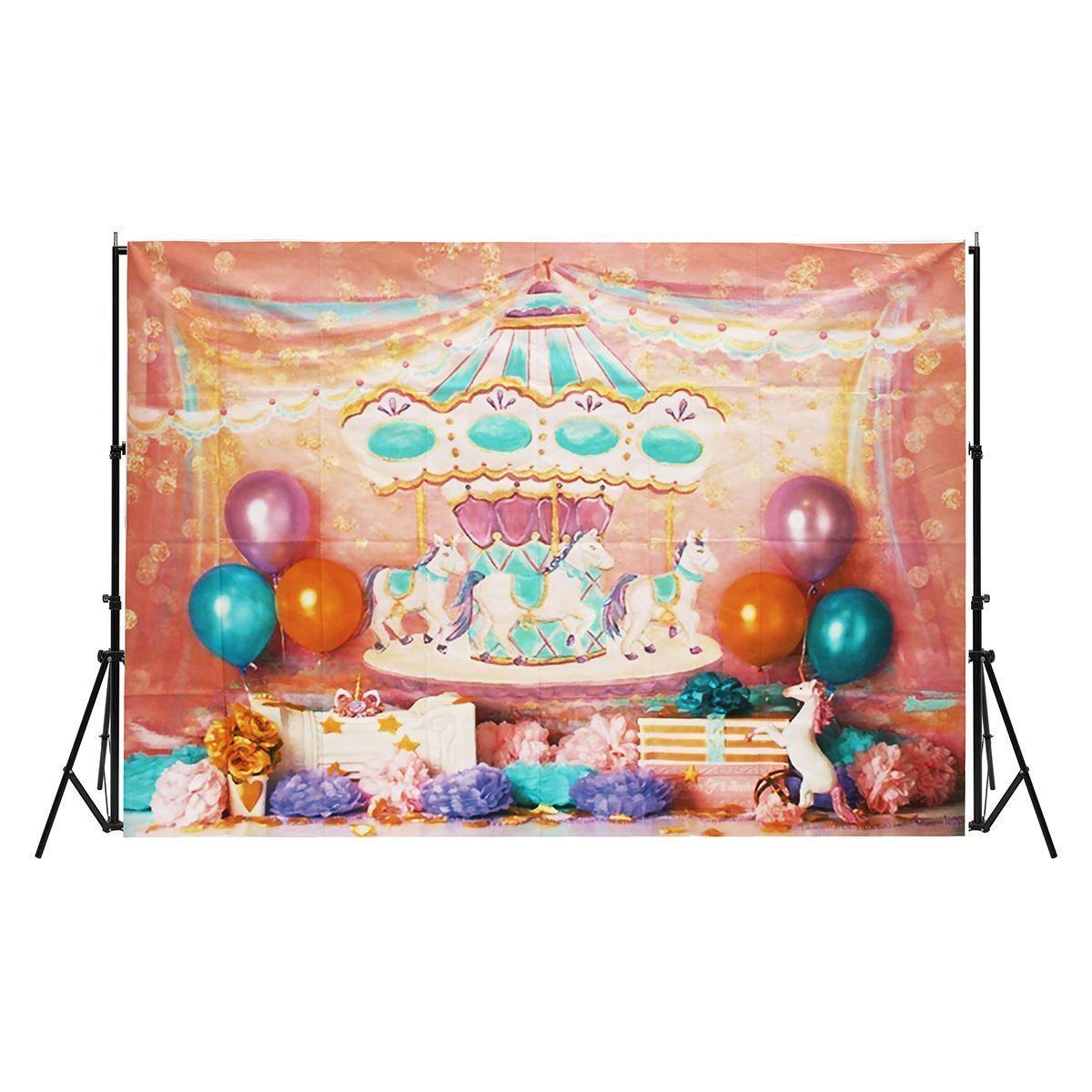 7x5FT-Unicorn-Birthday-Pink-Carousel-Ribbon-Photography-Backdrop-Studio-Prop-Background-1392173