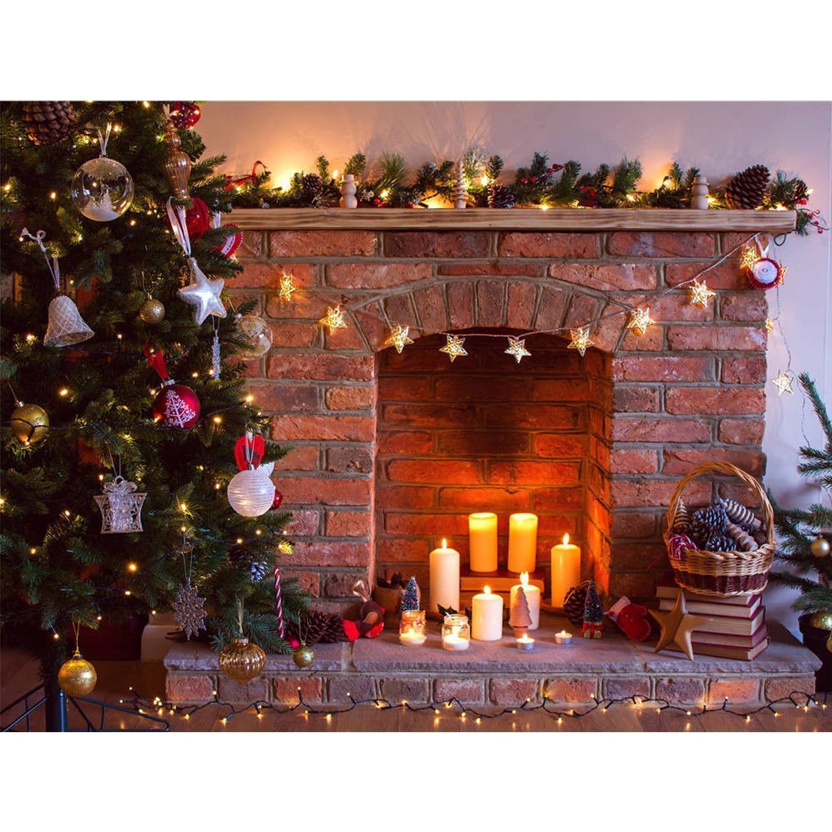 7x5FT-Vinyl-Retro-Christmas-Tree-Fireplace-Photography-Background-Backdrop-Props-Studio-1219116