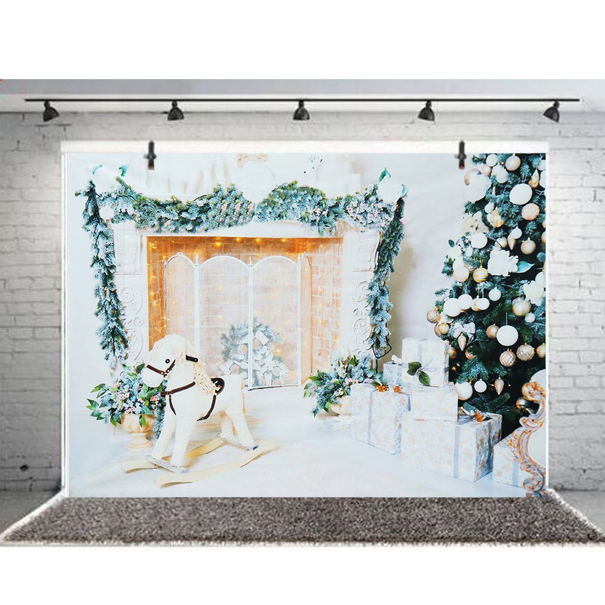 7x5FT-White-Room-Christmas-Tree-Gift-Wooden-Horse-Photography-Backdrop-Studio-Prop-Background-1404981