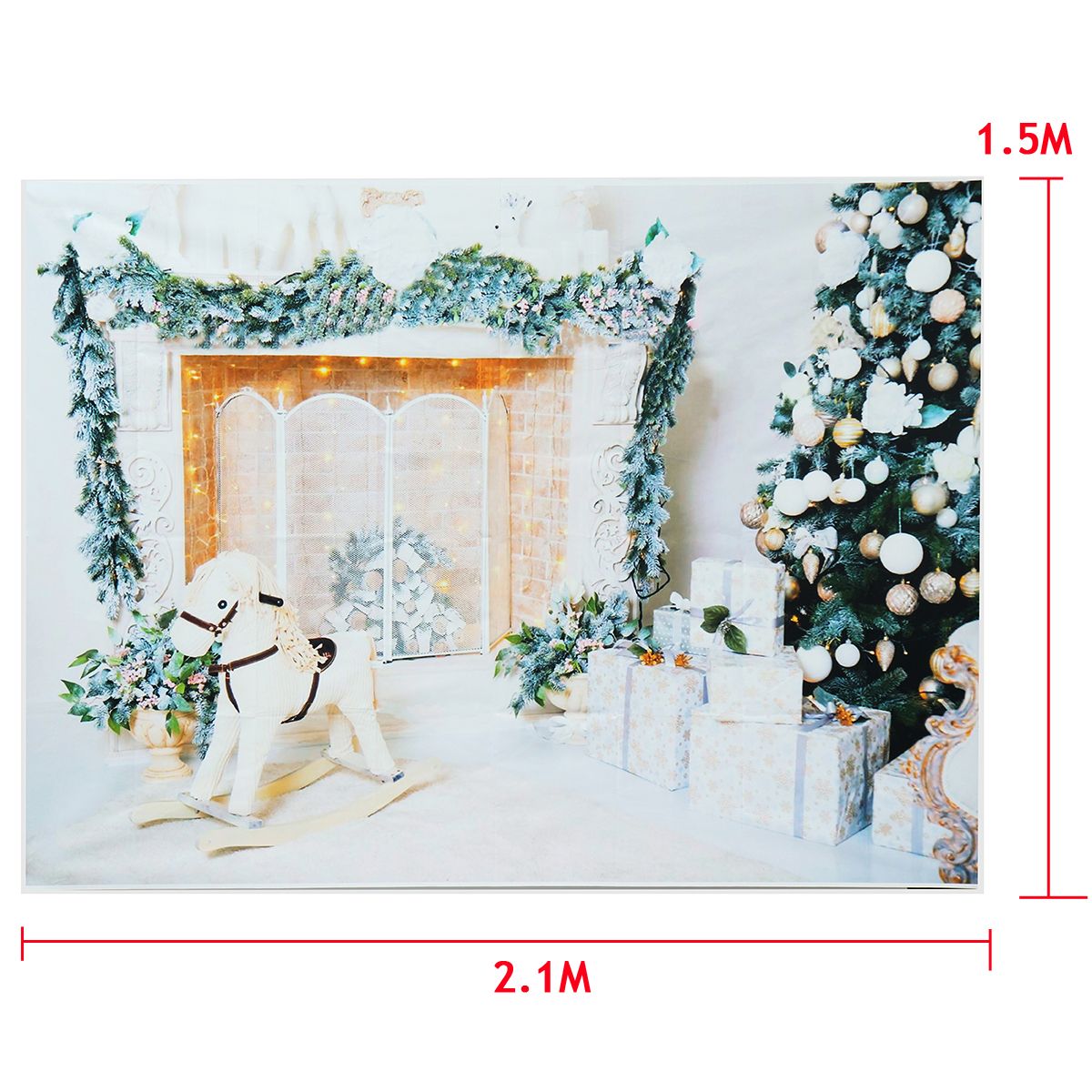 7x5FT-White-Room-Christmas-Tree-Gift-Wooden-Horse-Photography-Backdrop-Studio-Prop-Background-1404981