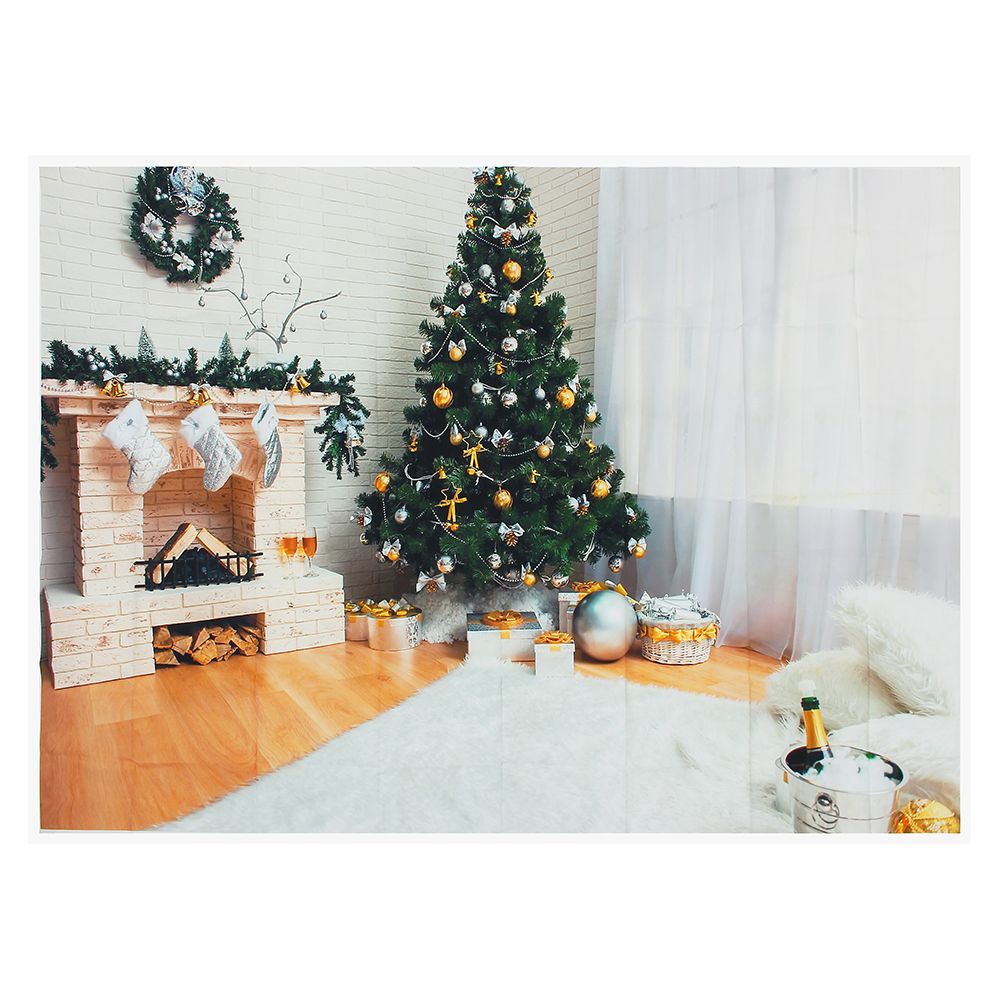 7x5ft-Retro-Christmas-Tree-Vinyl-Fireplace-Photography-Backdrop-Studio-Prop-Background-1385219