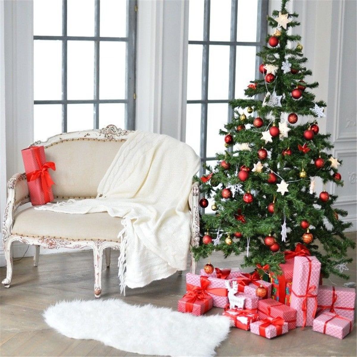 8x8FT-10x10FT-Vinyl-Christmas-Tree-Winter-Snow-Gift-Photography-Backdrop-Background-Studio-Prop-1639910