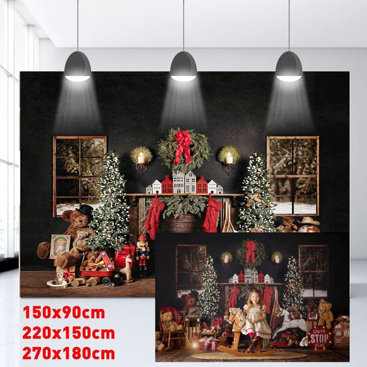 Christmas-Tree-Fireplace-Gifts-Backdrop-Winter-Children-Photography-Background-Cloth-Studio-Props-1759425