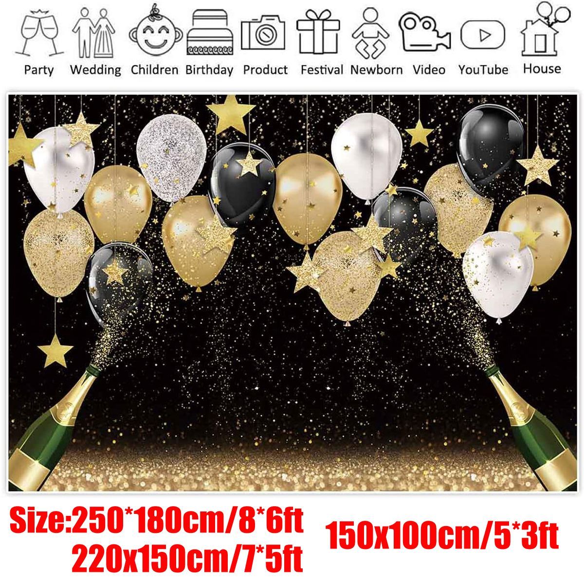 Fabric-Black-Golden-Balloon-Backdrops-Party-Decorations-Happy-Birthday-Banner-Favors-1723733