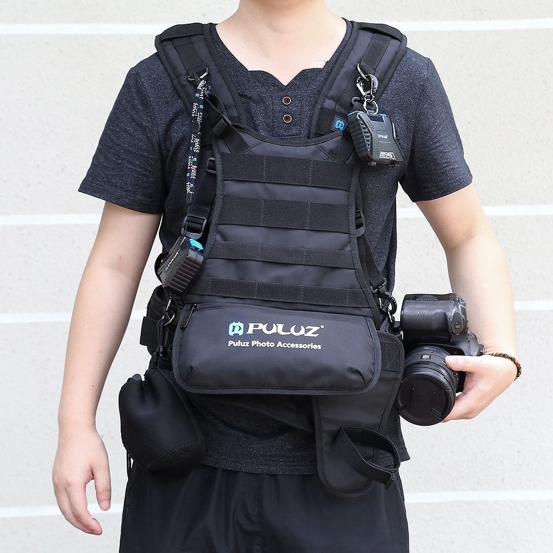 PULUZ-PU6012-Multi-functional-Bundle-Double-Shoulders-Padded-Strap-Waist-Belt-Holder-Holster-for-SLR-1564387