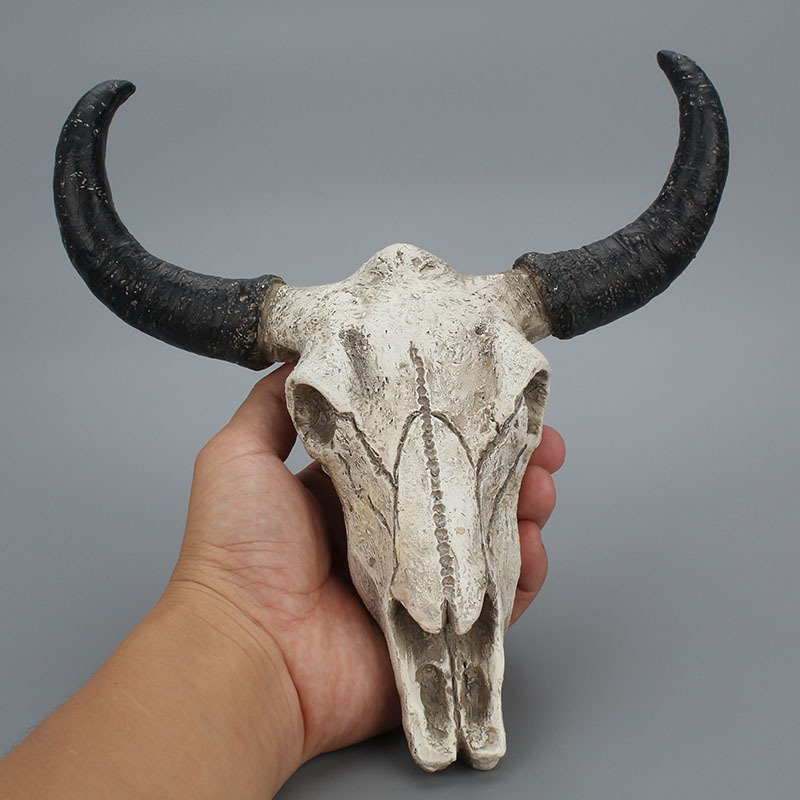 Halloween-Long-horn-Skull-Resin-Cow-Skull-Sculpture-Statue-Wall-Decorations-Horns-Wall-Mount--Home-B-1636955