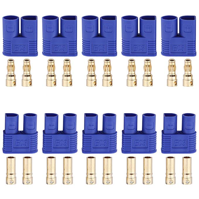 10-Sets-EC3-Connector-35mm-Gold-Bullet-Banana-Plug-Female-Male-RC-ESC-LIPO-Battery-Electric-Motor-Ai-1530483