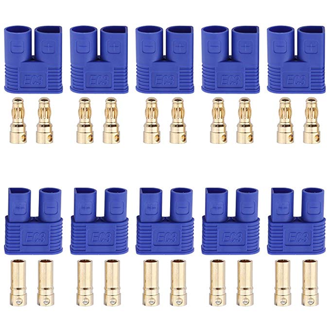 10-Sets-EC3-Connector-35mm-Gold-Bullet-Banana-Plug-Female-Male-RC-ESC-LIPO-Battery-Electric-Motor-Ai-1530483