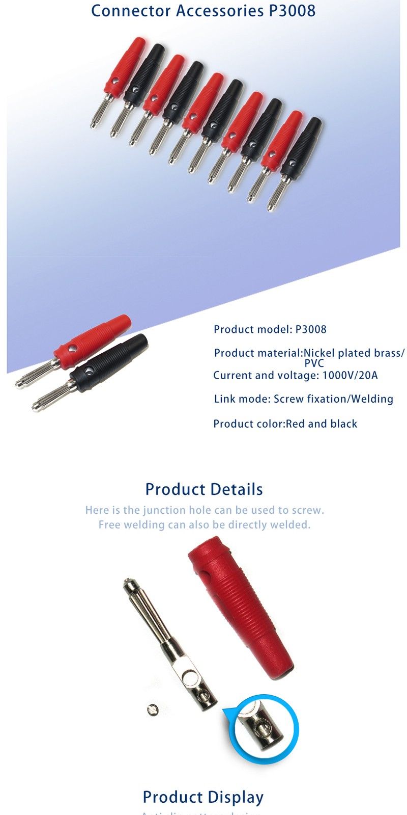 DANIU-P3008-10Pcs-4mm-Copper-Banana-Plug-Jack-Speaker-Amplifier-Test-Probes-Connector-1109354