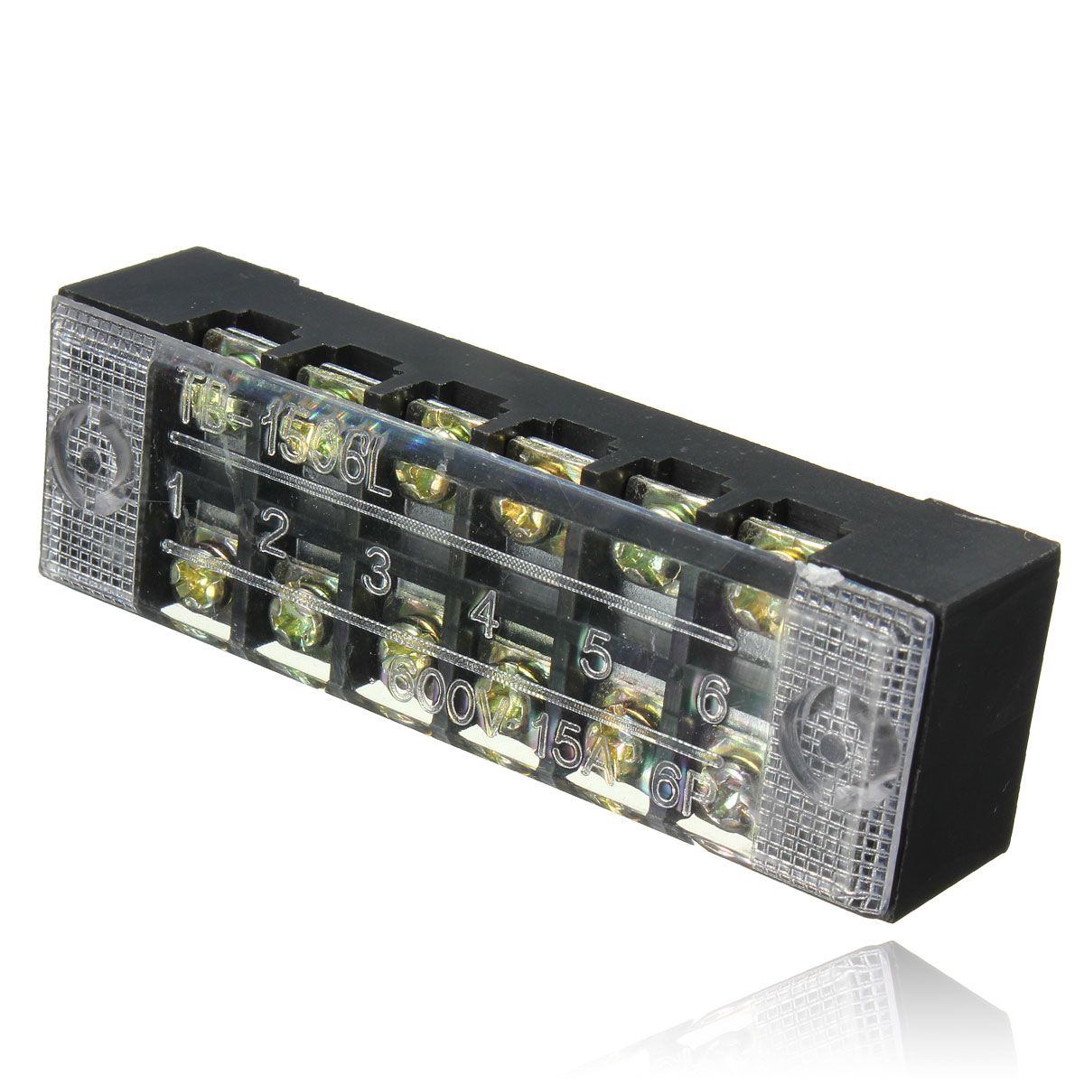 600V-15A-6-Position-Double-Row-Wire-Barrier-Block-Screw-Terminal-Strip-Panel-1005756