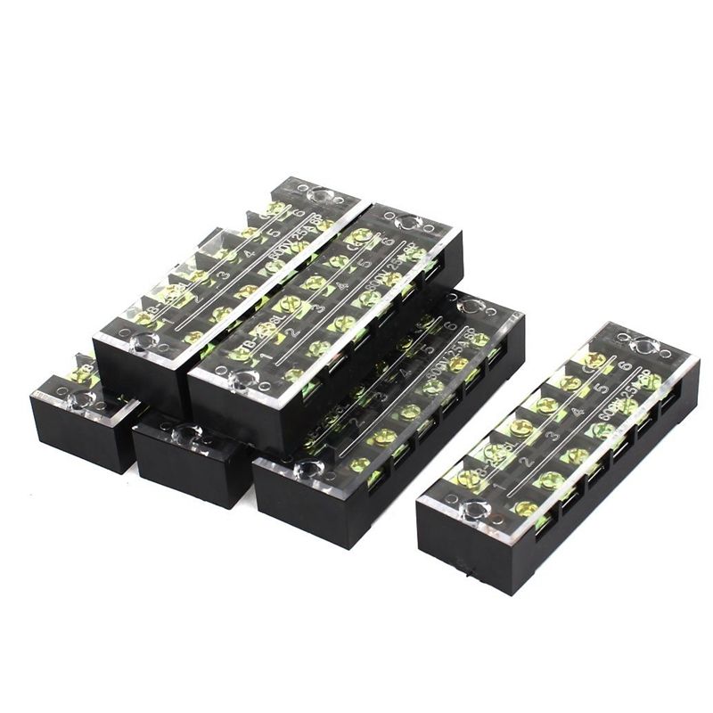 Excellwayreg-TB-2506-600V-25A-6-Position-Terminal-Block-Barrier-Strip-Dual-Row-Screw-Block-Covered-W-1431398