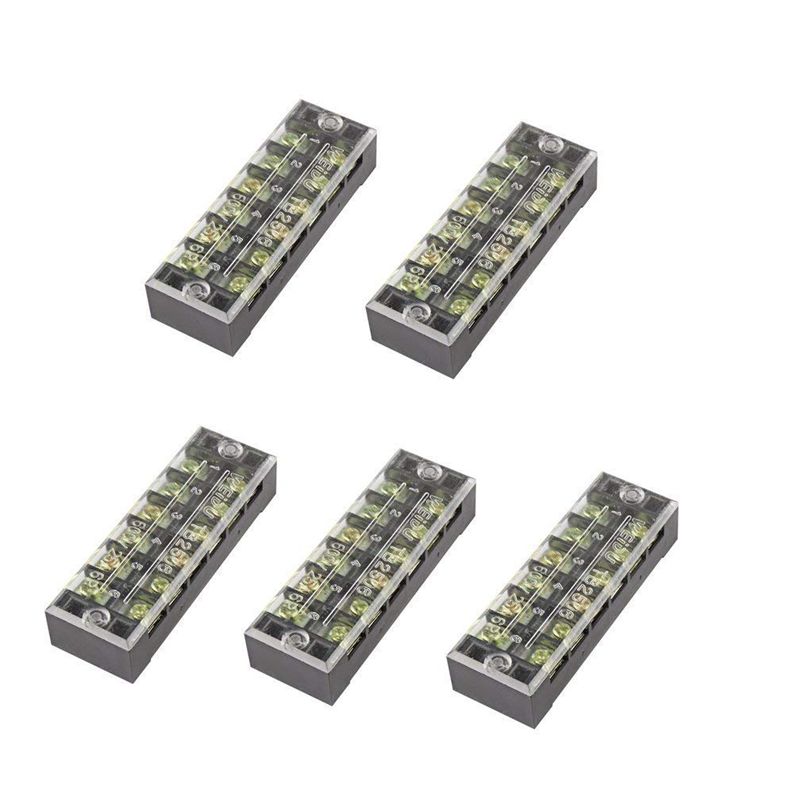 Excellwayreg-TB-2506-600V-25A-6-Position-Terminal-Block-Barrier-Strip-Dual-Row-Screw-Block-Covered-W-1431398