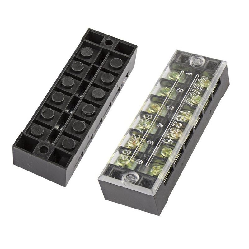 Excellwayreg-TB-2506-600V-25A-6-Position-Terminal-Block-Barrier-Strip-Dual-Row-Screw-Block-Covered-W-1431398