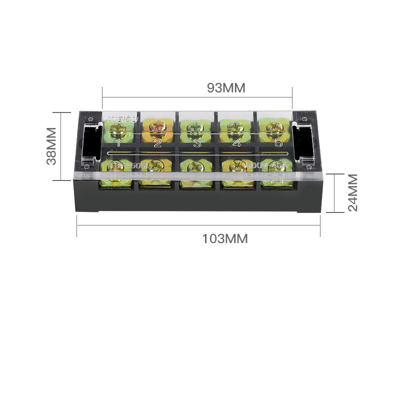 TB4505-600V-45A-5-Position-Terminal-Block-Barrier-Strip-Dual-Row-Screw-Block-Covered-W-Removable-Cle-1431400