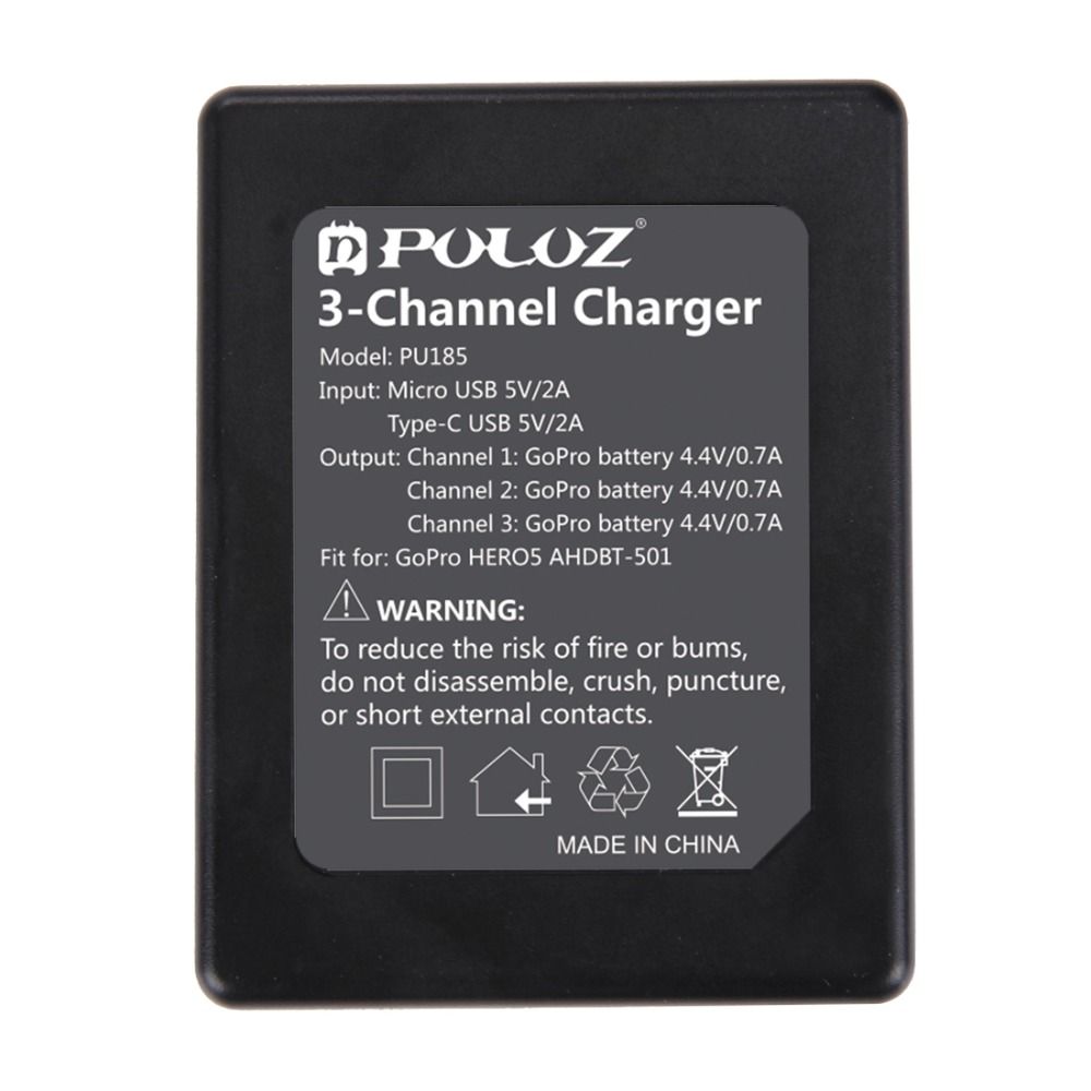 PULUZ-PU185-3-channel-Battery-Charger-Micro-USB-Type-C-Port-for-GoPro-HERO5-AHDBT-501-1199828