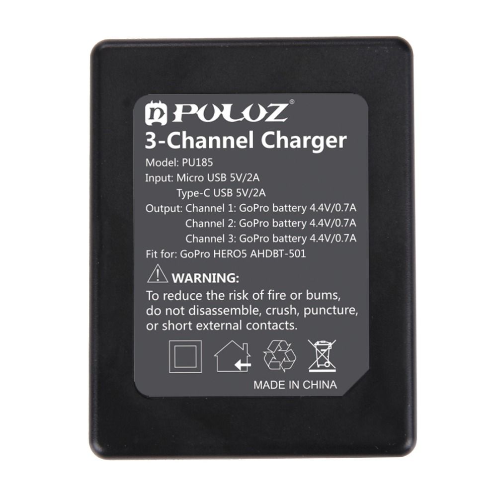 PULUZ-PU185-3-channel-Battery-Charger-Micro-USB-Type-C-Port-for-GoPro-HERO5-AHDBT-501-1199828