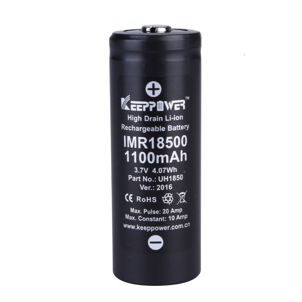 1Pcs-KeepPower-IMR-18500-battery-1100mAh-20A-max-discharge-li-ion-high-drain-battery-37V-1476115