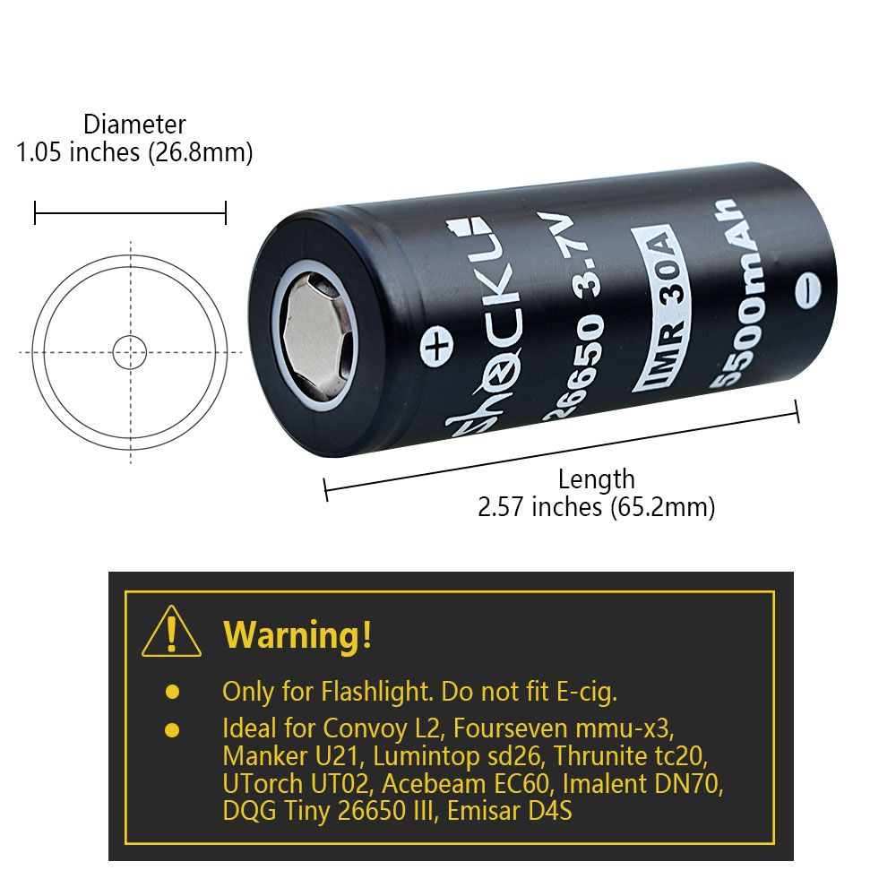 2PCS-Shockli-IMR-26650-37V-5500mah-30A-Discharge-Rechargeable-Li-ion-Battery-Flat-top-1521228