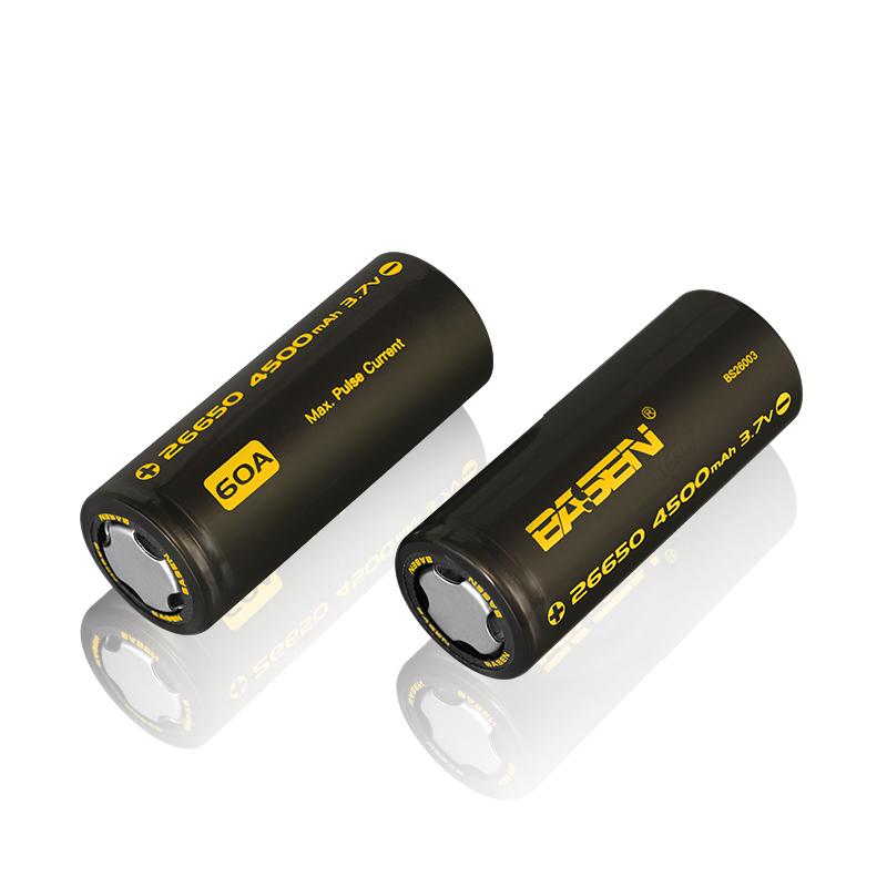 2pcs-Basen-BS26003-26650-4500mah-37V-60A-Unprotect-Flat-Top-Rechargeable-Li-ion-Battery-1069451