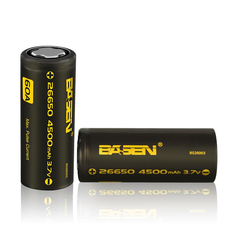 2pcs-Basen-BS26003-26650-4500mah-37V-60A-Unprotect-Flat-Top-Rechargeable-Li-ion-Battery-1069451