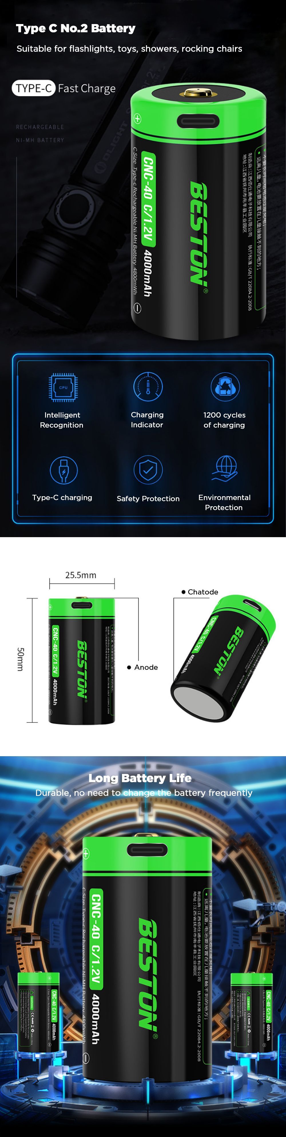 BESTON-CNC-4-12AV-4000mAh-Energizer-Max-C-Battery-USB-C-QC-Rechargeable-Six-Protections-Alkaline-C-N-1733954
