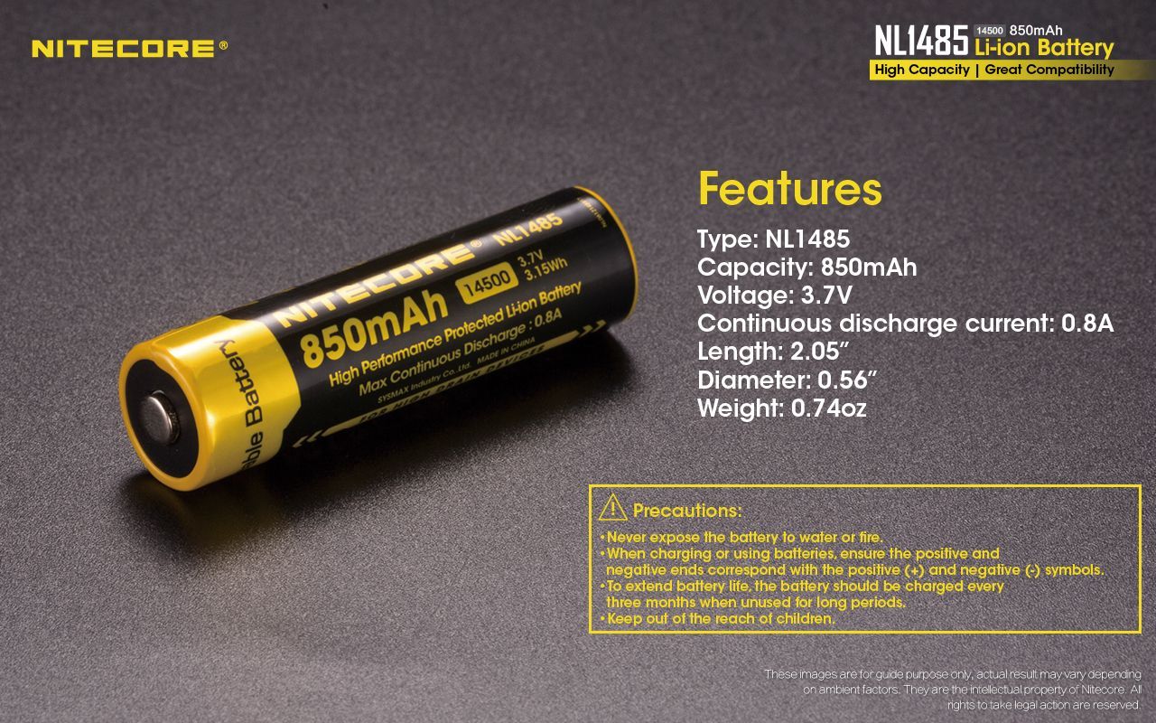 Nitecore-NL1485-850mAh-14500-High-Performance-Li-ion-Rechargeable-Battery-for-Flashlight-Power-Tools-1285021