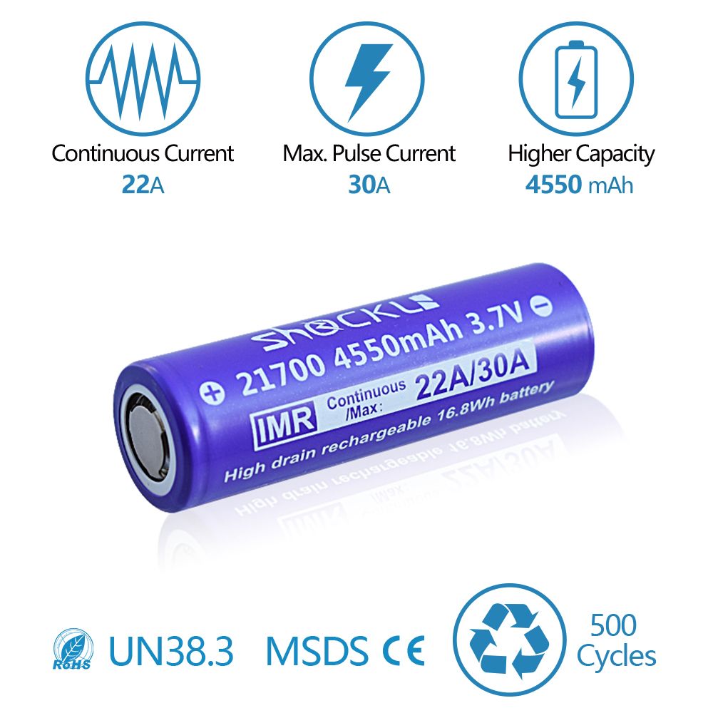 Shockli-21700-Battery-4550mAh-Flat-top-High-Drain-22A-37V-Li-ion-Rechargeable-Battery---2PCS-1613233