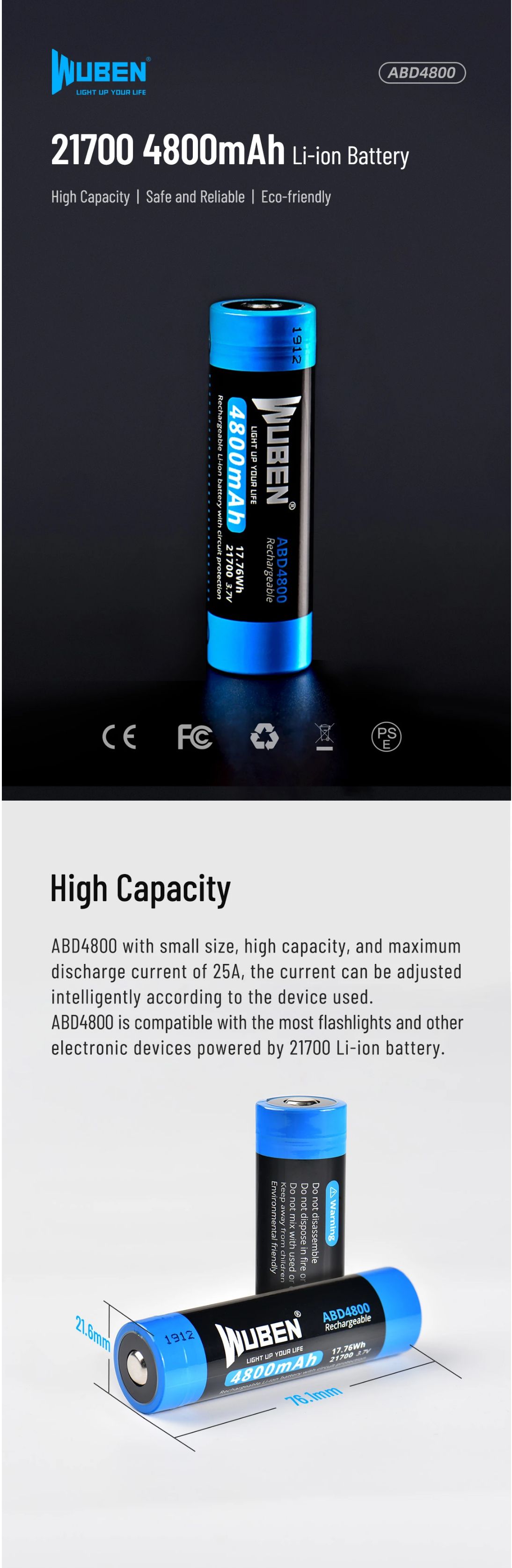 WUBEN-ABD4800-4800mAh-21700-Rechargeable-Battery-with-Protected-Board-High-Capacity-Li-Battery-For-L-1730172