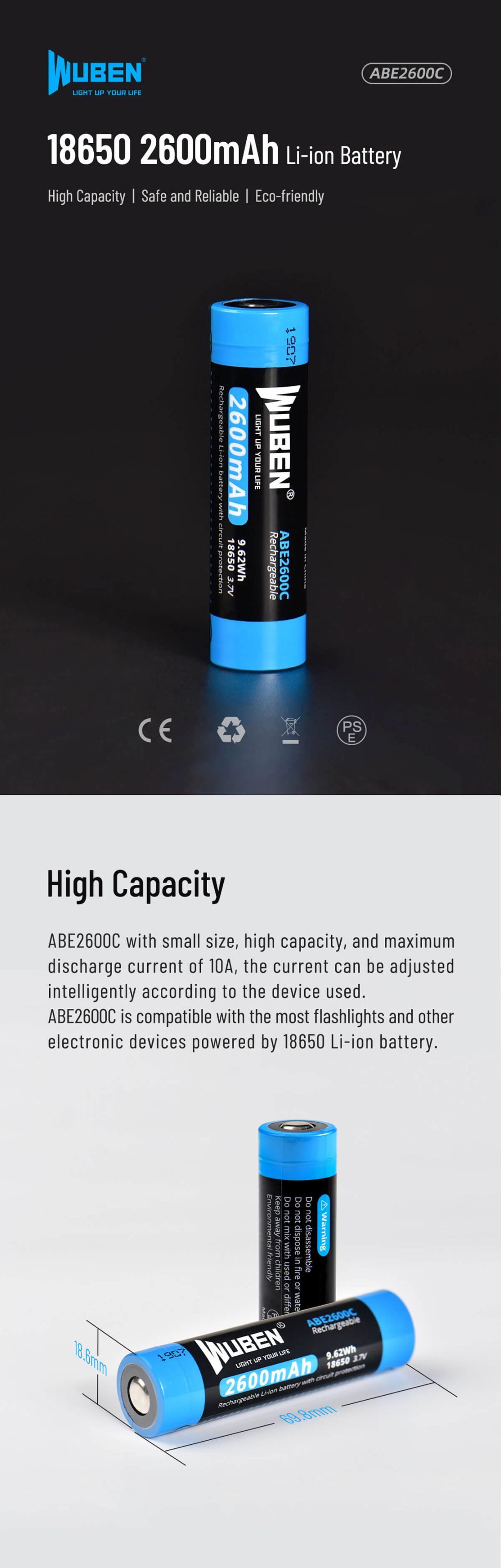WUBEN-ABE2600C-18650-2600mAh-Rechargeable-Li-ion-Battery-with-Protection-Board-High-Capacity-LED-Fla-1730169