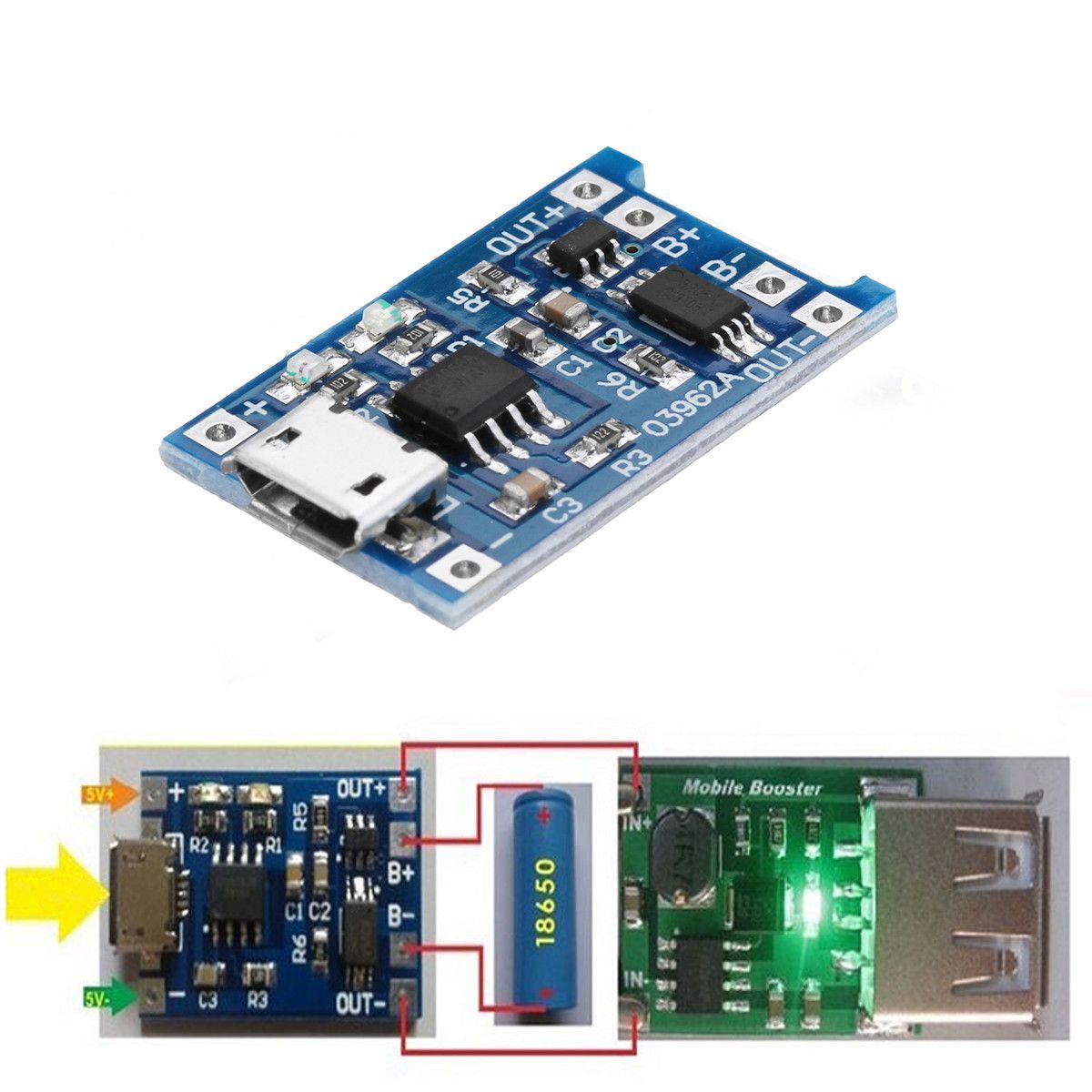 2Pcs-TP4056-Micro-USB-5V-1A-Lithium-Battery-Charging-Protection-Board-TE585-Lipo-Charger-Module-1255763