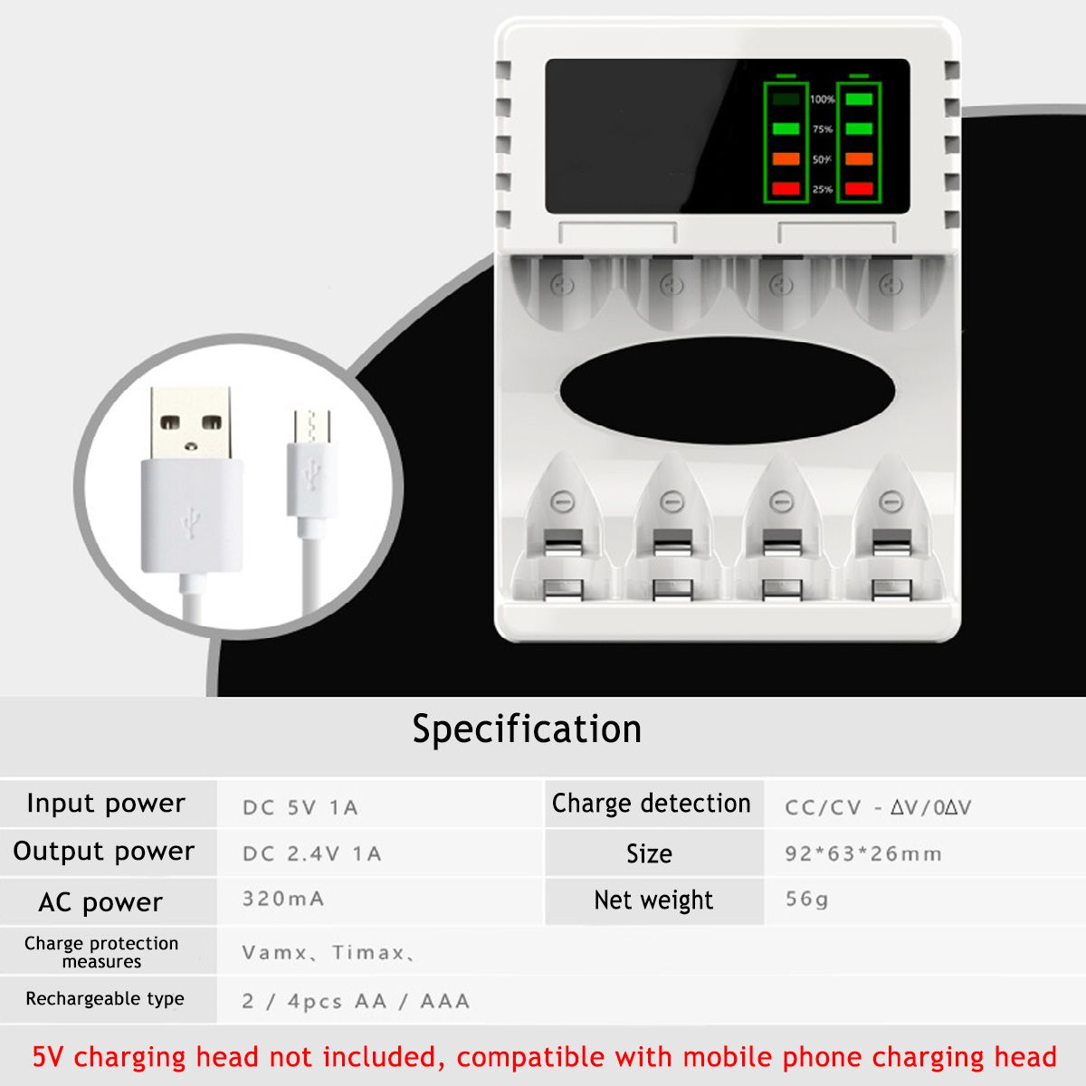 5V-1A-4-Slots-USB-Rechargeable-Battery-Charger-Fast-Charging-For-AAAAA-Battery-1619313