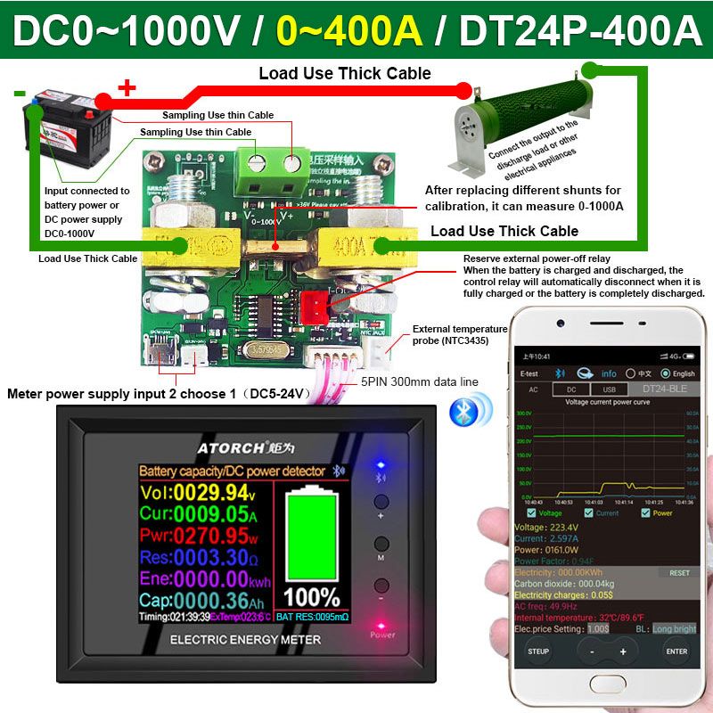 DT24P-1000V400A-External-Shunt-Digital-DC-Power-Supply-Voltmeter-Ammeter-Battery-Coulometer-Capacity-1743530