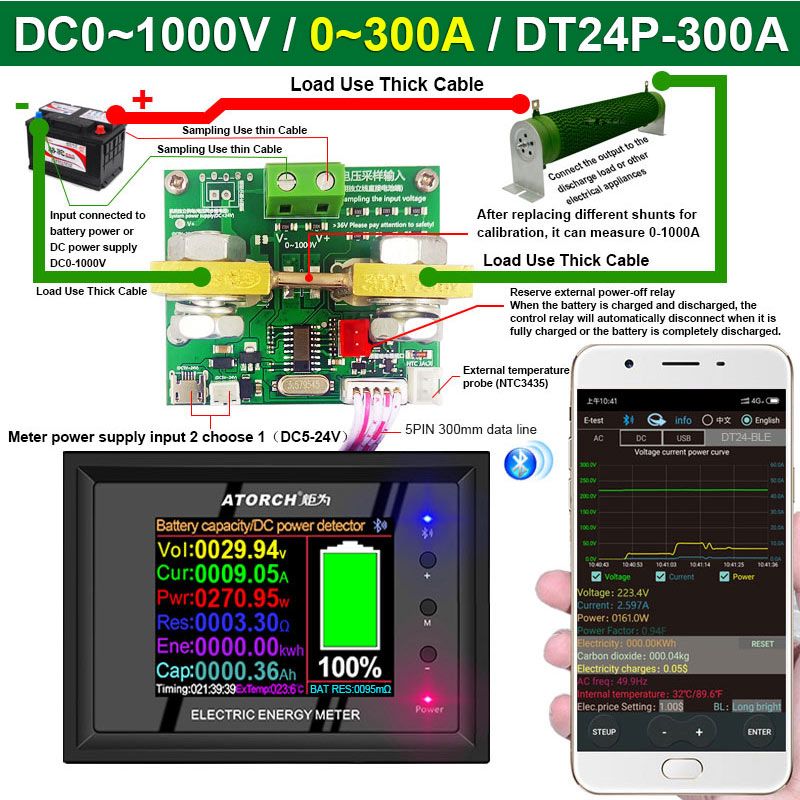 DT24P-300A-External-Shunt-Digital-DC-Power-Supply-Voltmeter-Ammeter-Battery-Coulometer-Capacity-Amp--1743545