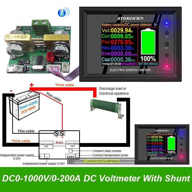 DT24P-External-Shunt-1000V200A-Digital-DC-Power-Supply-Voltmeter-Ammeter-Battery-Coulometer-Capacity-1743540