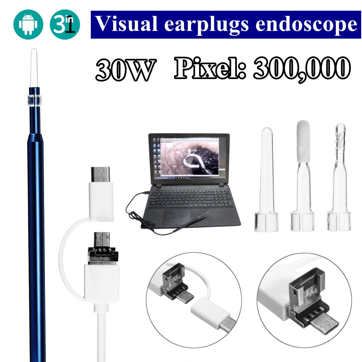 3-in1-Blue-Cleaning-USB-Borescope-55mm-Visual-Otoscope-Camera-1321781