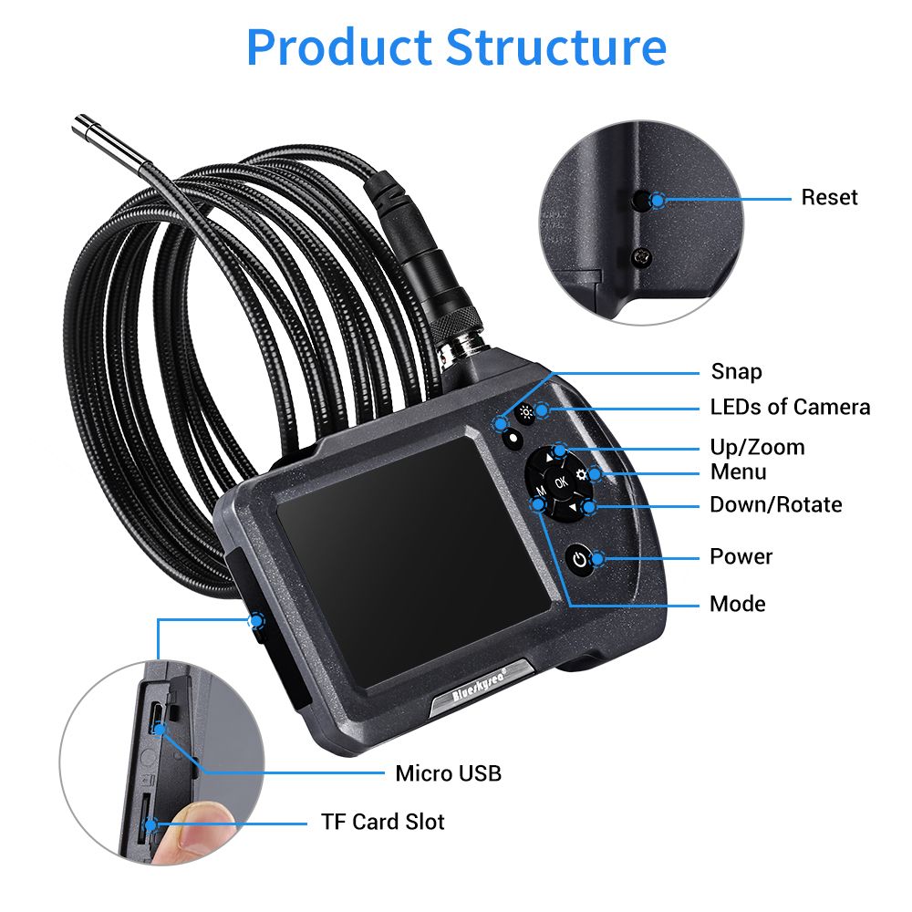 NTS150-76mm-3m-Borescope-Camera-35quot-Color-LCD-Display-Monitor-Inspection-Borescope-with-6-LEDs-Sn-1693529