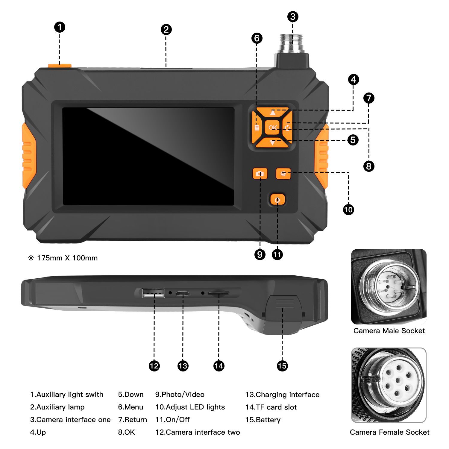 P30-43inch-High-definition-1080P-Display--Screen-Hosepipe-Borescope-IP67-Waterproof-1M3M5M-Orange-Ha-1578949