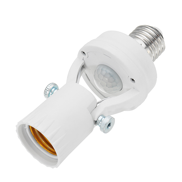 LUSTREON-AC100-240V-60W-E27-to-E27-Rotatable-Infrared-PIR-Motion-Sensor-Bulb-Socket-Lampholder-1243341