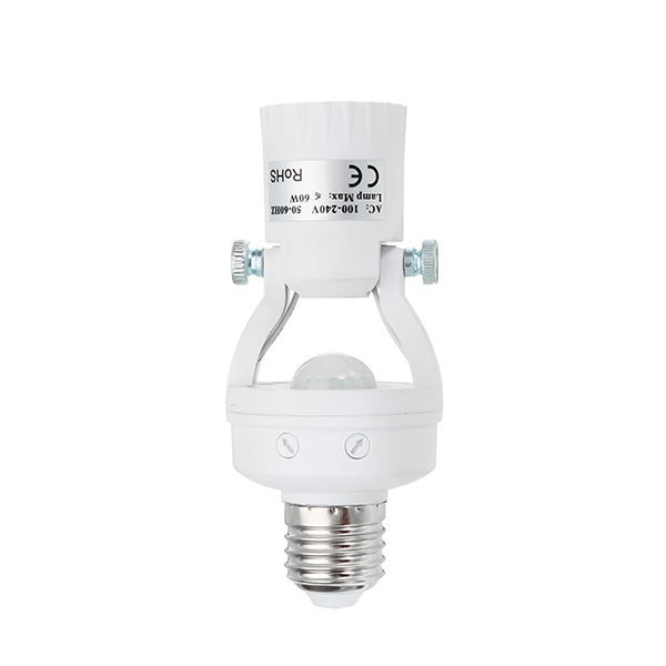 LUSTREON-AC100-240V-60W-E27-to-E27-Rotatable-Infrared-PIR-Motion-Sensor-Bulb-Socket-Lampholder-1243341