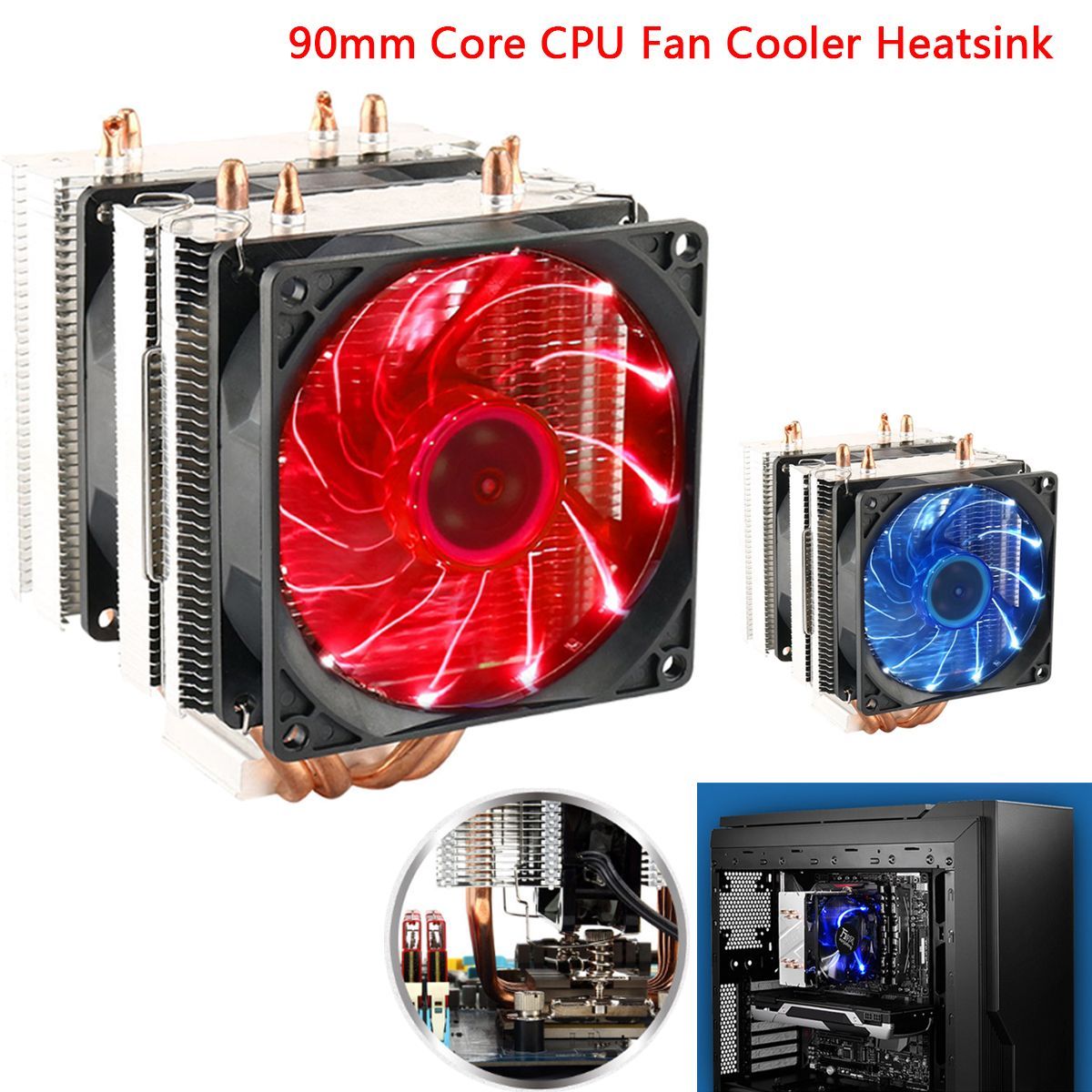 3-Pin-90mm-LED-Light-CPU-Cooling-Fan-Cooler-Radiator-for-Intel-LGA2011-LGA1155-AMD3-AMD2-1268908