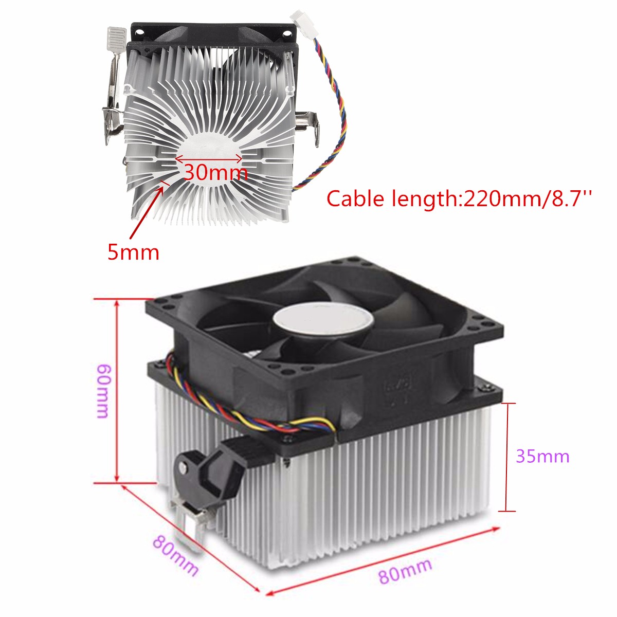 4PIN-12V-Socket-PWM-7-Fan-Computer-CPU-Cooler-Aluminium-Heat-Sink-AMD-Copper-Core-1206041