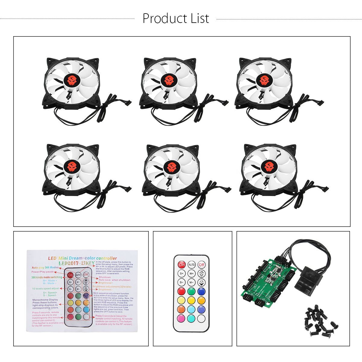 Coolmoon-6PCS-120mm-RGB-Adjustable-LED-Cooling-Fan-with-Controller-Remote-For-Computer-1198249