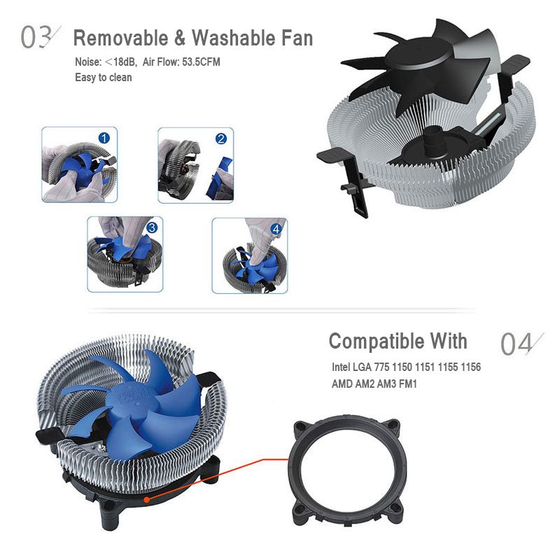 PCCOOLER-12V-3Pin-Hydraumatic-CPU-Cooling-Fan-Heatsink-Intel-LGA-775-1150-1151-1155-1156-AM2-AM2-1325884