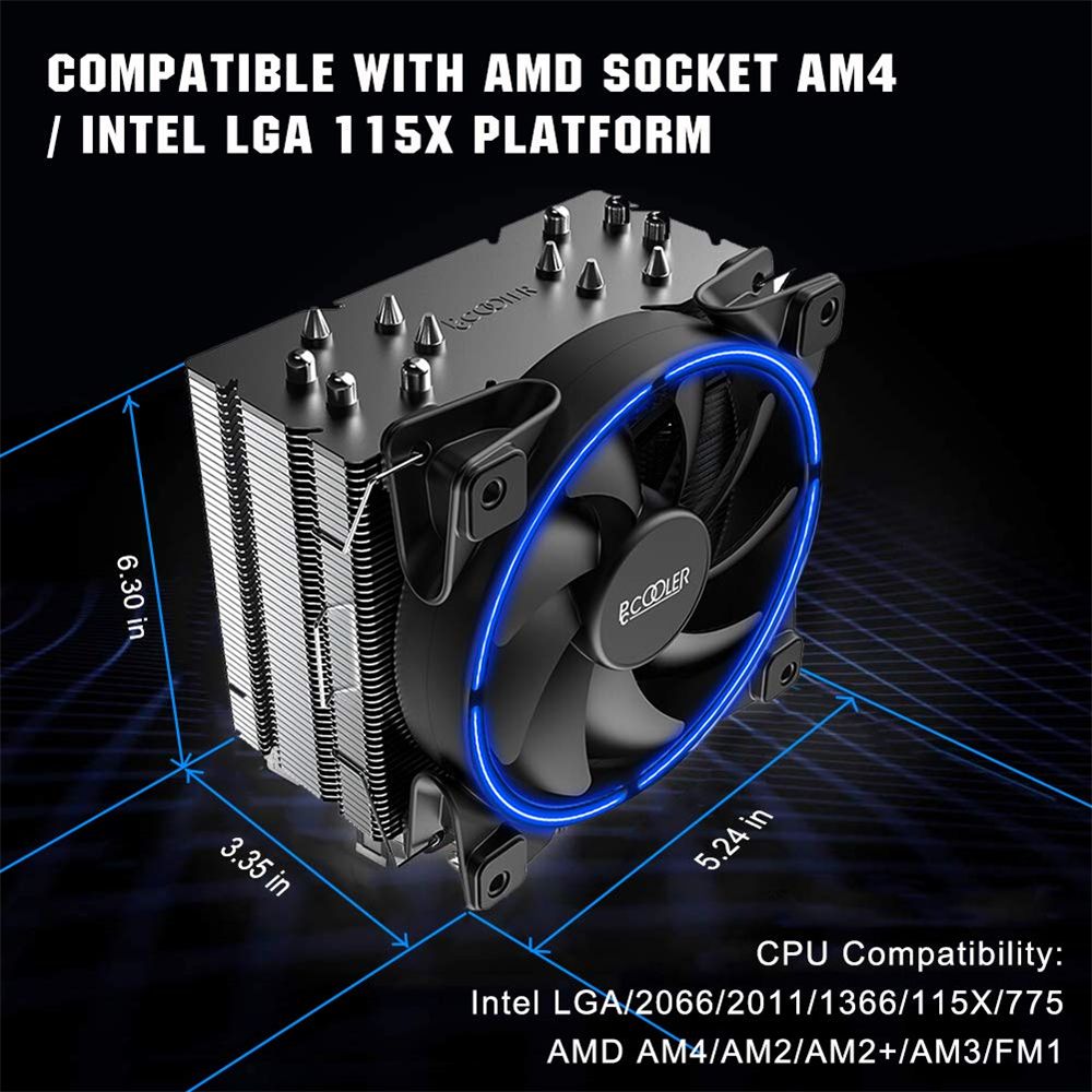 PCCOOLER-GI-R66U-CPU-Air-Cooler-120mm-PWM-AIO-300W-Slient-Radiator-Computer-PC-Gaming-Case-Cooling-F-1721977