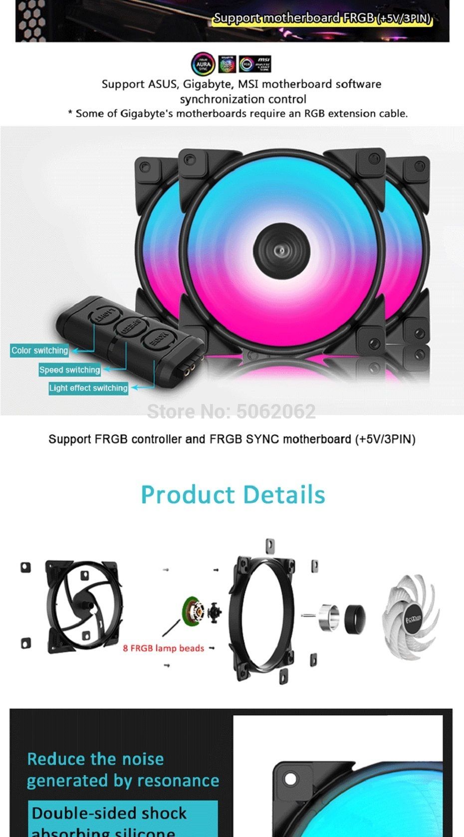 Pccooler-3-HALO-RGB-Fan-12cm-5V-3Pin-FRGB-PWM-Quiet-Cooling-Fans-120mm-RGB-Fan-For-CPU-Cooler-Liquid-1708194