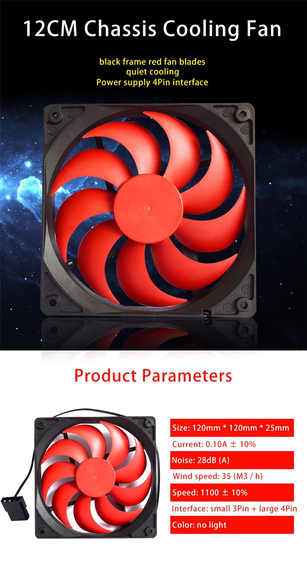 Zero-Degree-Family-12cm-Chassis-Cooling-Fan-Quiet-3Pin-4Pin-Interface-D-type-Power-Connector-PC-Cool-1692853