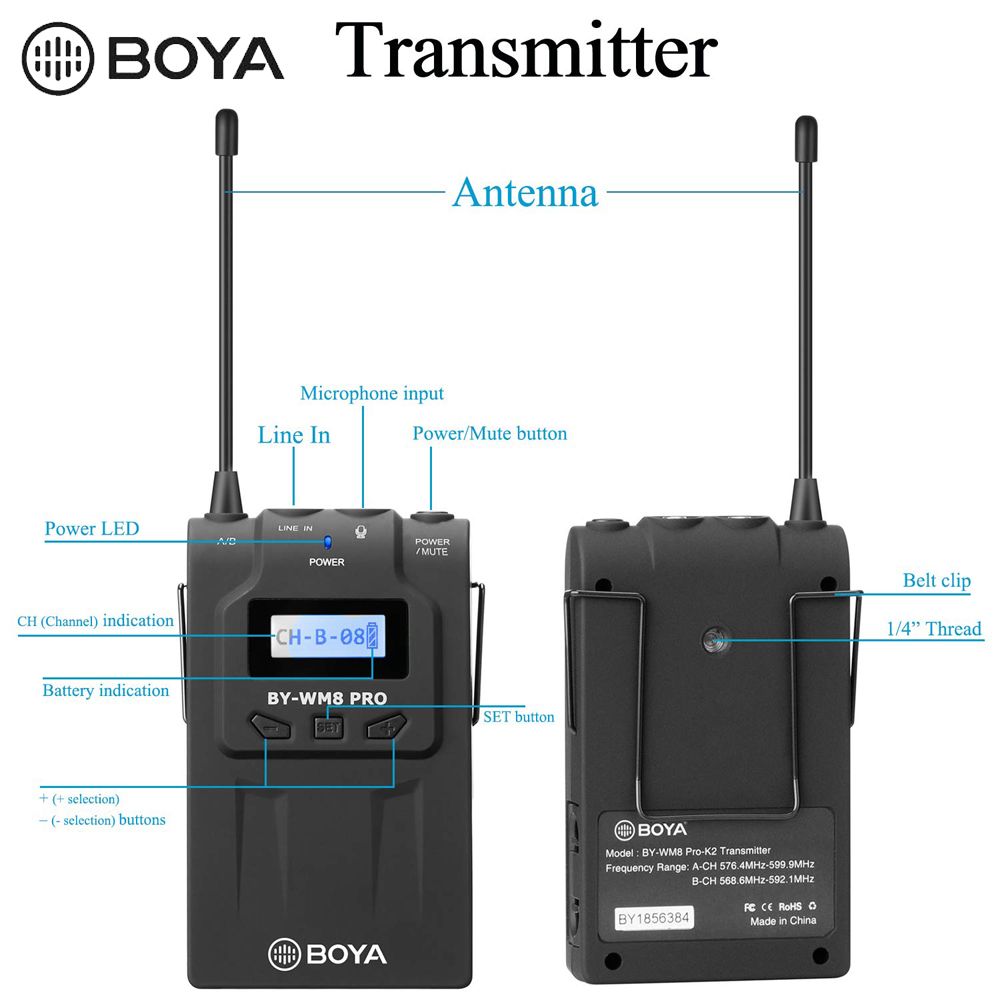 Boya-BY-WM8-Pro-K2-Wireless-Mic-Microphone-System-Audio-Video-Recorder-Receiver-for-DSLR-SLR-Camera--1550608