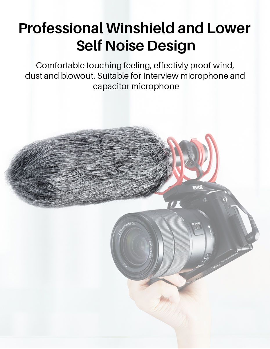 Sairen-A1-Gray-Silk-Blend-Microphone-Windshield-Low-Self-Noise-Furry-Cover-for-Rode-NTG-Professional-1728820