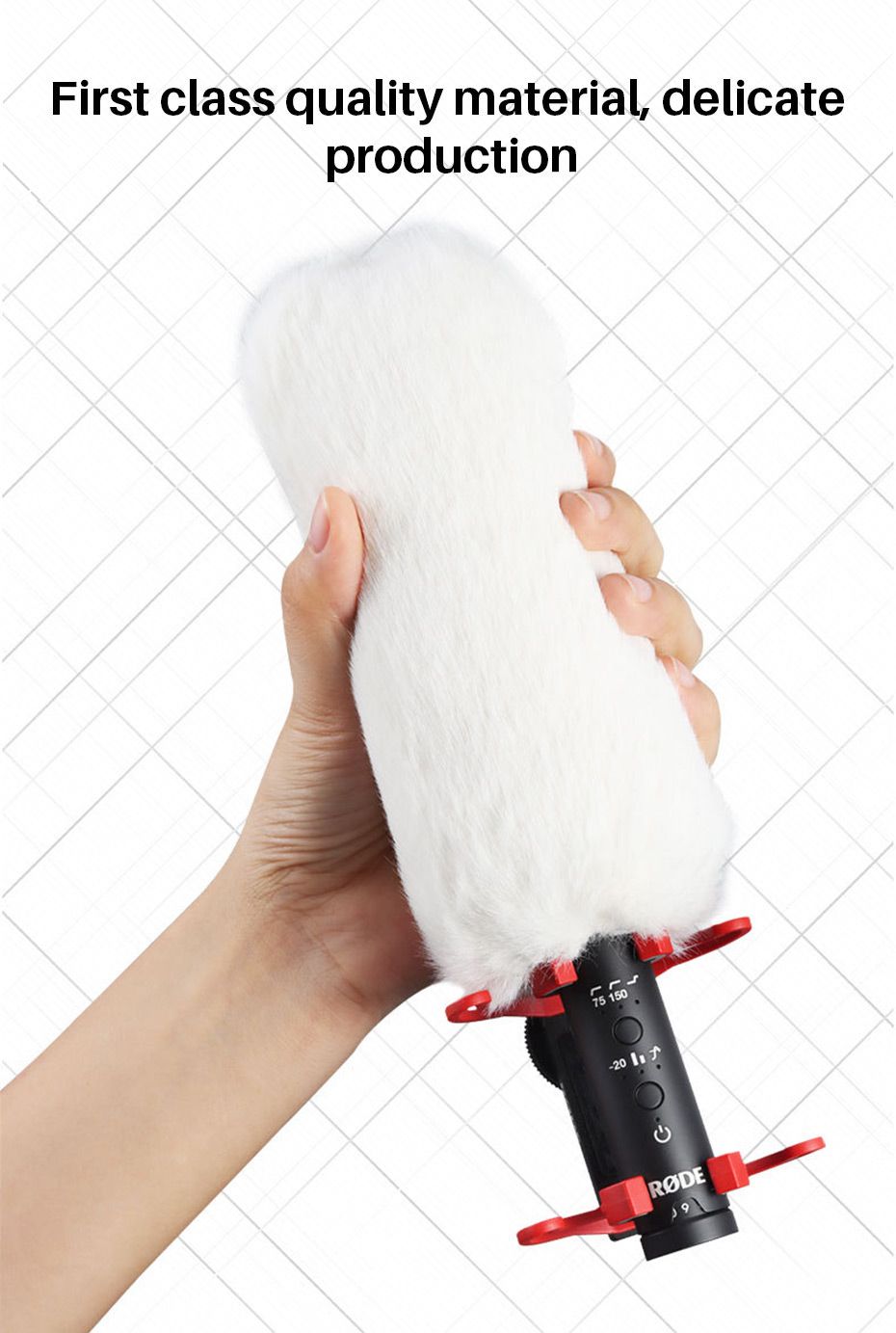 Sairen-A2-White-Silk-Blend-Microphone-Windshield-Low-Self-Noise-Furry-Cover-for-Rode-NTG-Professiona-1728878